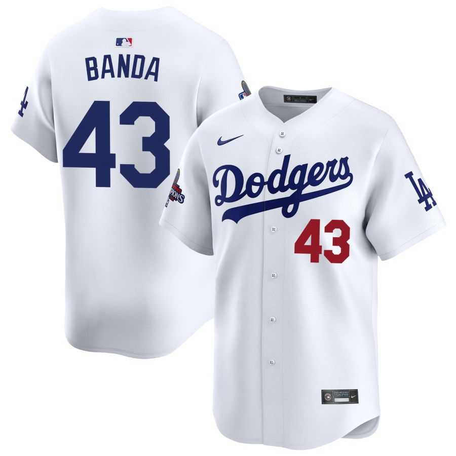 Men%27s Los Angeles Dodgers #43 Anthony banda White 2024 World Series Stitched Jersey Dzhi->los angeles dodgers->MLB Jersey